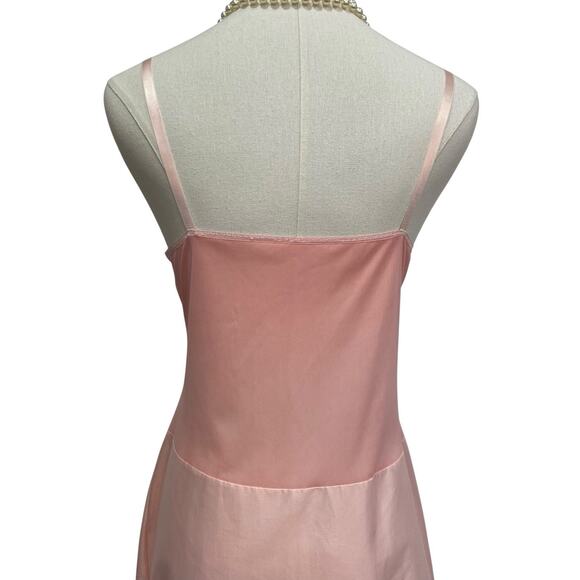 Vintage 50s Henson Kickernick Peachy Pink Nylon Rosebud Full Slip Dress Size M - Picture 5 of 7